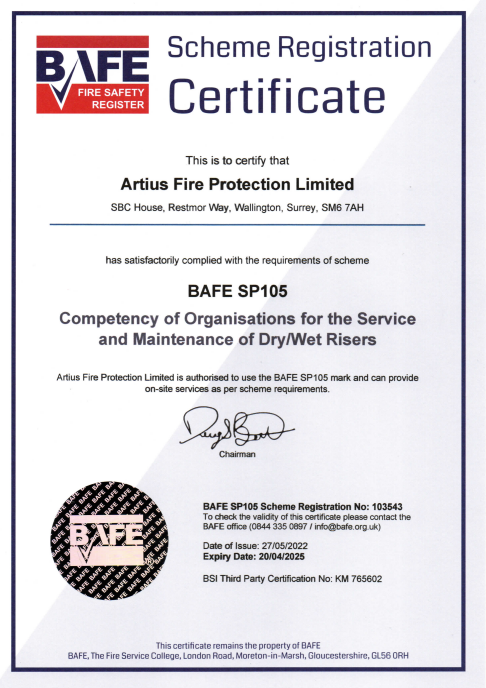 BAFE SP105 Certificate at Artius FP