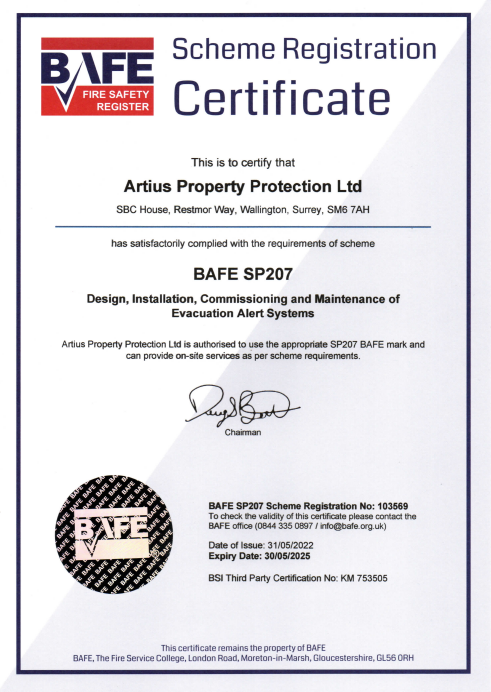BAFE SP207 Certificate at Artius FP